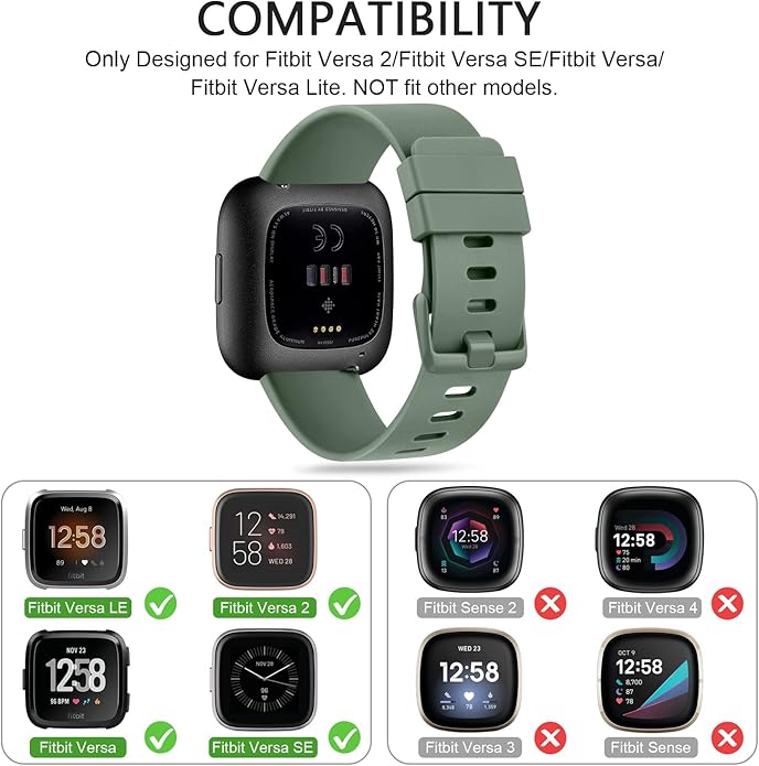 3 Pack Sport Bands Compatible with Fitbit Versa Bands, Classic Soft Sport Replacement Wristbands for Fitbit Versa 2 Smart Watch Women Men