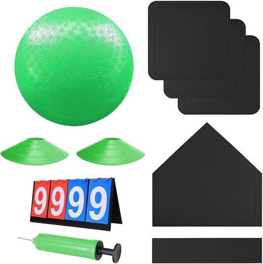 Kickball Set with Bases and Ball - 8.5" Kickball 12" Pump 14" Scoreboard