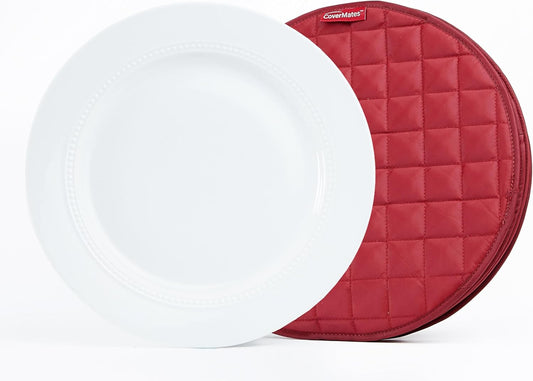 Covermates Keepsakes - Quilted Divider Set - Set of 4 - Scratch & Breakage Protection - Stain Resistant - Machine Washable - China Storage, Red