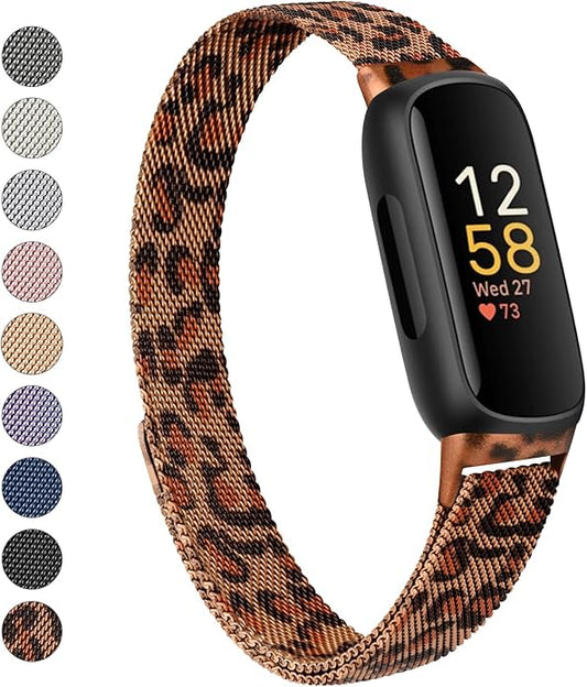 Meliya Metal Band for Fitbit Inspire 3 Bands Women Men, Stainless Steel Metal Mesh Loop Adjustable Magnetic Wristband Replacement Straps for Fitbit Inspire 3