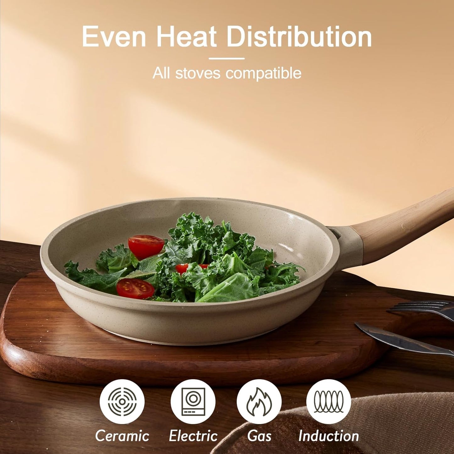 21Pcs Pots and Pans Set with Aluminum Lid, Nonstick Ti-Ceramic Cookware Sets, Induction Cookware Non Stick Cooking Set w/Frying Pans & Saucepans(PFOS, PFOA Free)-Taupe