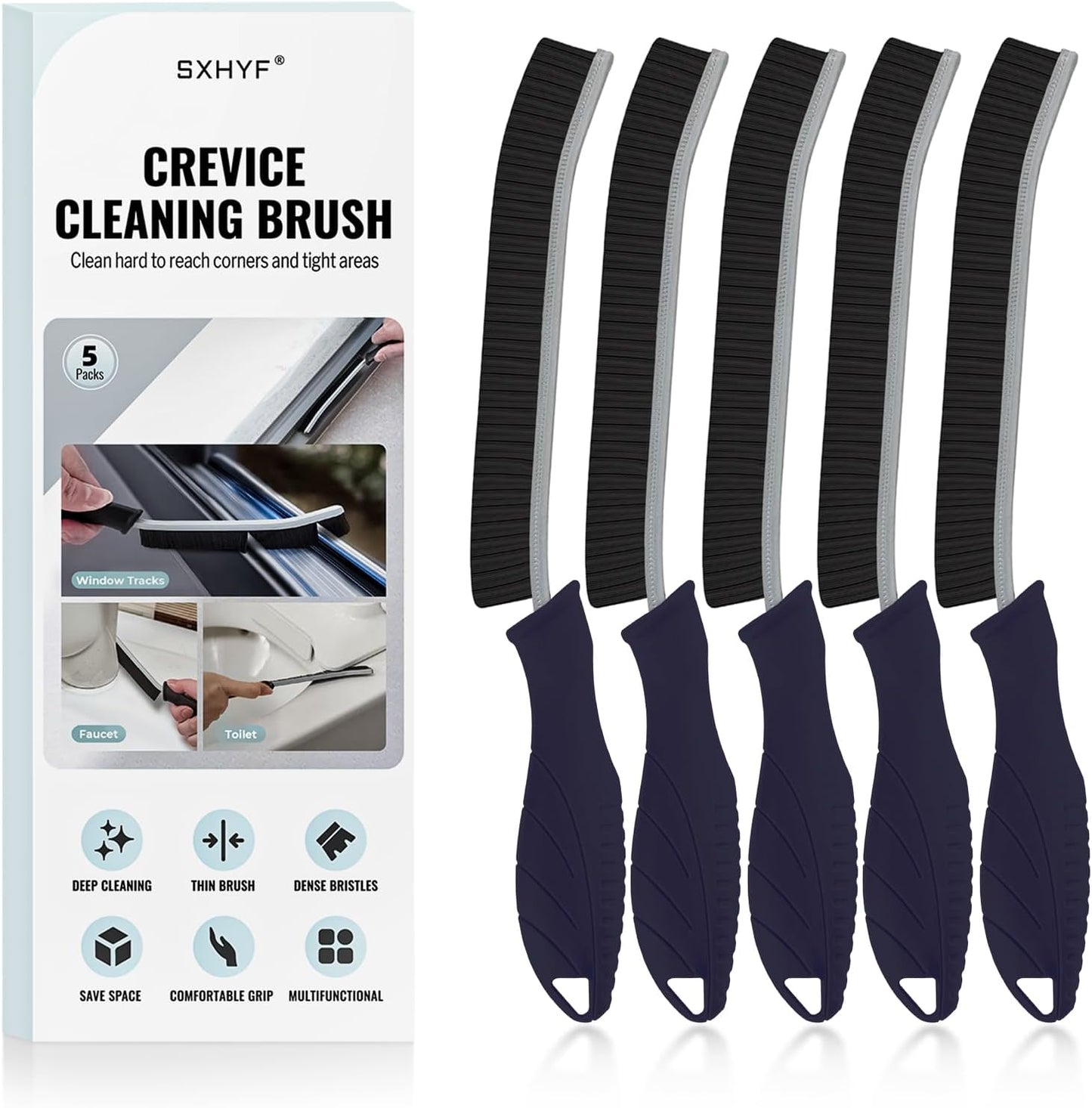 SXhyf Crevice Cleaning Brush - Grout Scrub Brush, House Cleaning Supplies, Gap Cleaning Tools, Home Essentials, Gifts for Women Men, Hard Bristle Crevice Cleaner Brush for Household Use, Bathroom