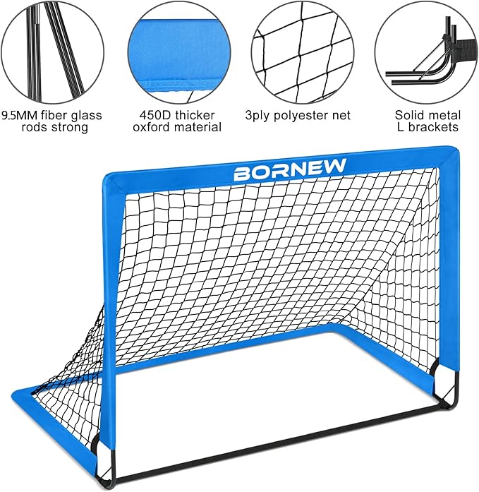 Kids Soccer Goal for Backyard Set - 2 6X4 / 4X3 ft