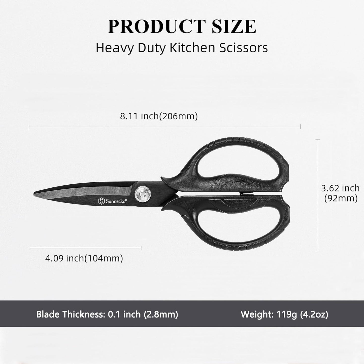 Sunnecko Kitchen Scissors All Purpose Heavy Duty Scissors Titanium Coated, Kitchen Shears for Food, Micro Serrated with Detachable Blades
