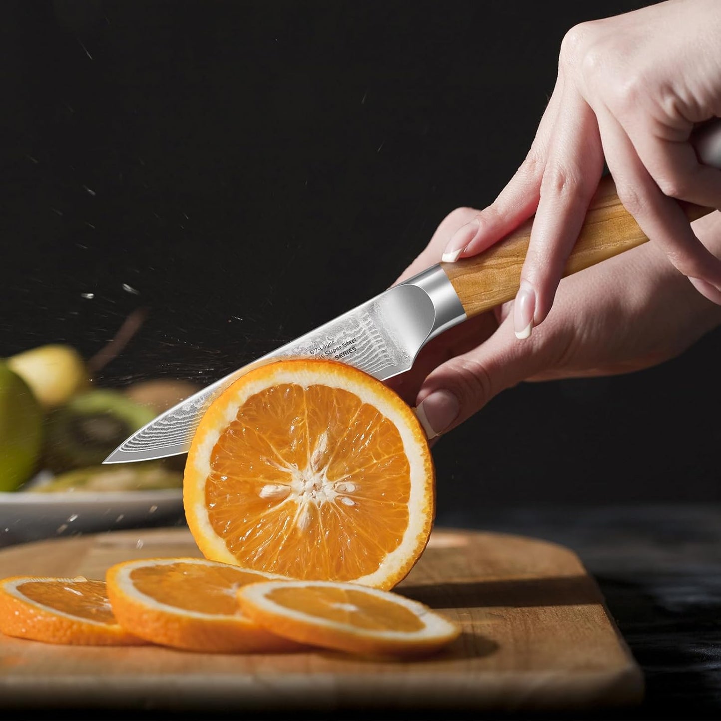 Damascus Paring Knife 3.75 Inch, Professional 67 Layers Damascus Super Steel Small Fruit Knife, Super Sharp Hand Forged Japanese Paring Knife