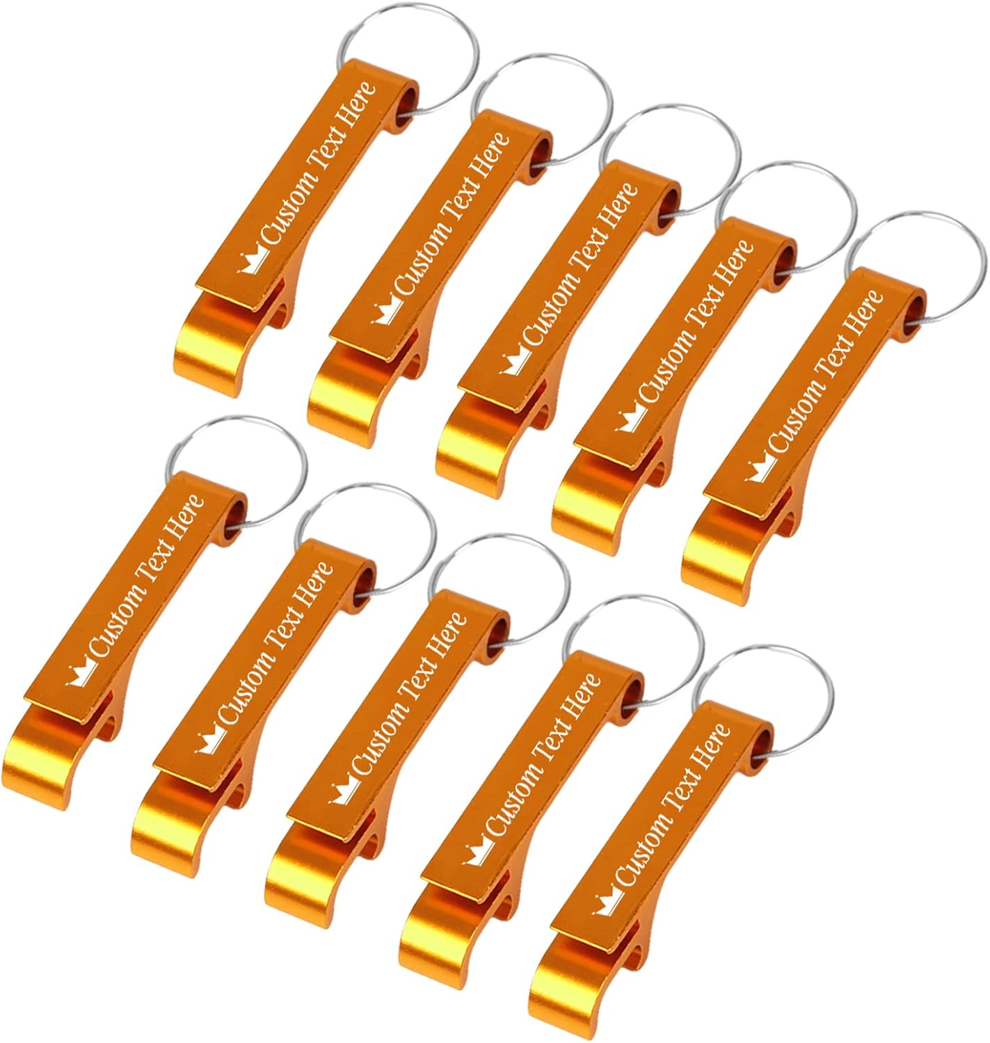 10PCS Personalized Bottle Opener Keychain Bulk Custom Beer Bottle Opener with Logo Text Engraved Wedding Bottle Opener Favors Customized Gifts for Guests Baby Shower Birthday Party-Gold