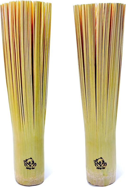 2 Pack Handmade Bamboo Wok Brush,Bamboo Brush for Wok Cleaner,Wok Cleaning Brush for Carbon Steel and Cast Iron,Kitchen Scrubbing Brush for 9" Wok,Dish Brush with Handle,Wok Scrubber Accessories