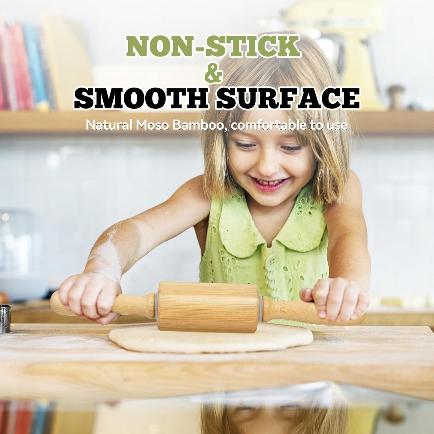 10 inch Wooden Rolling Pin for Baking - Long Dough Roller for All Baking Needs