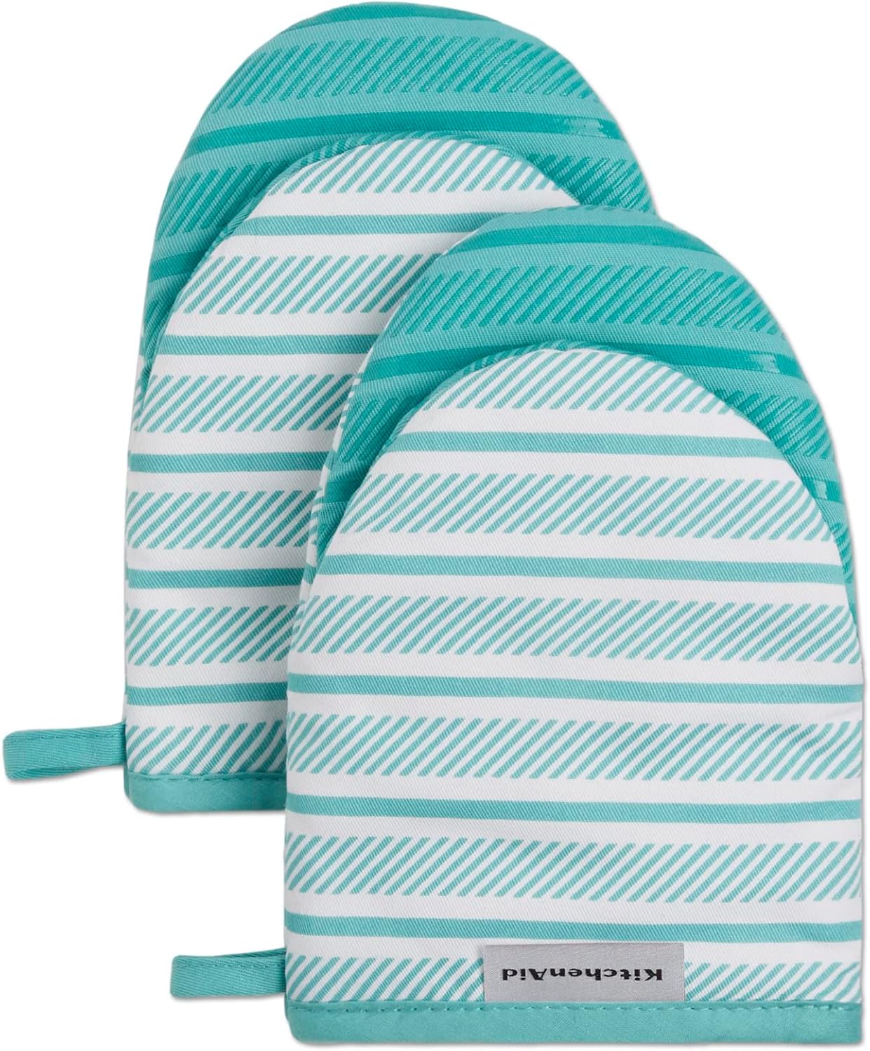 KitchenAid Albany Mini Oven Mitt 2-Pack Set, Aqua Sky, 5.5"x8"