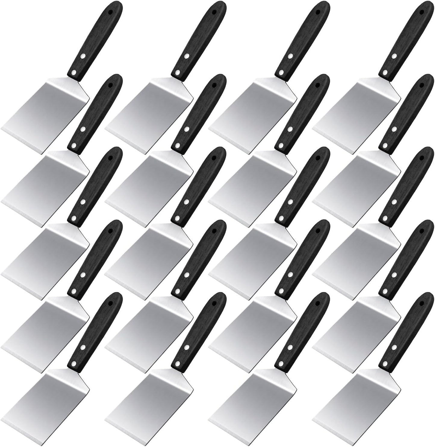 BBTO 20 Pcs Small Brownie Cookie Pizza Spatula Pie Server Stainless Steel Cake Serving Spatula Baking Triangular Spade Wood Handle Shovel for Desserts Pizza Pie Cake Biscuit (Black)
