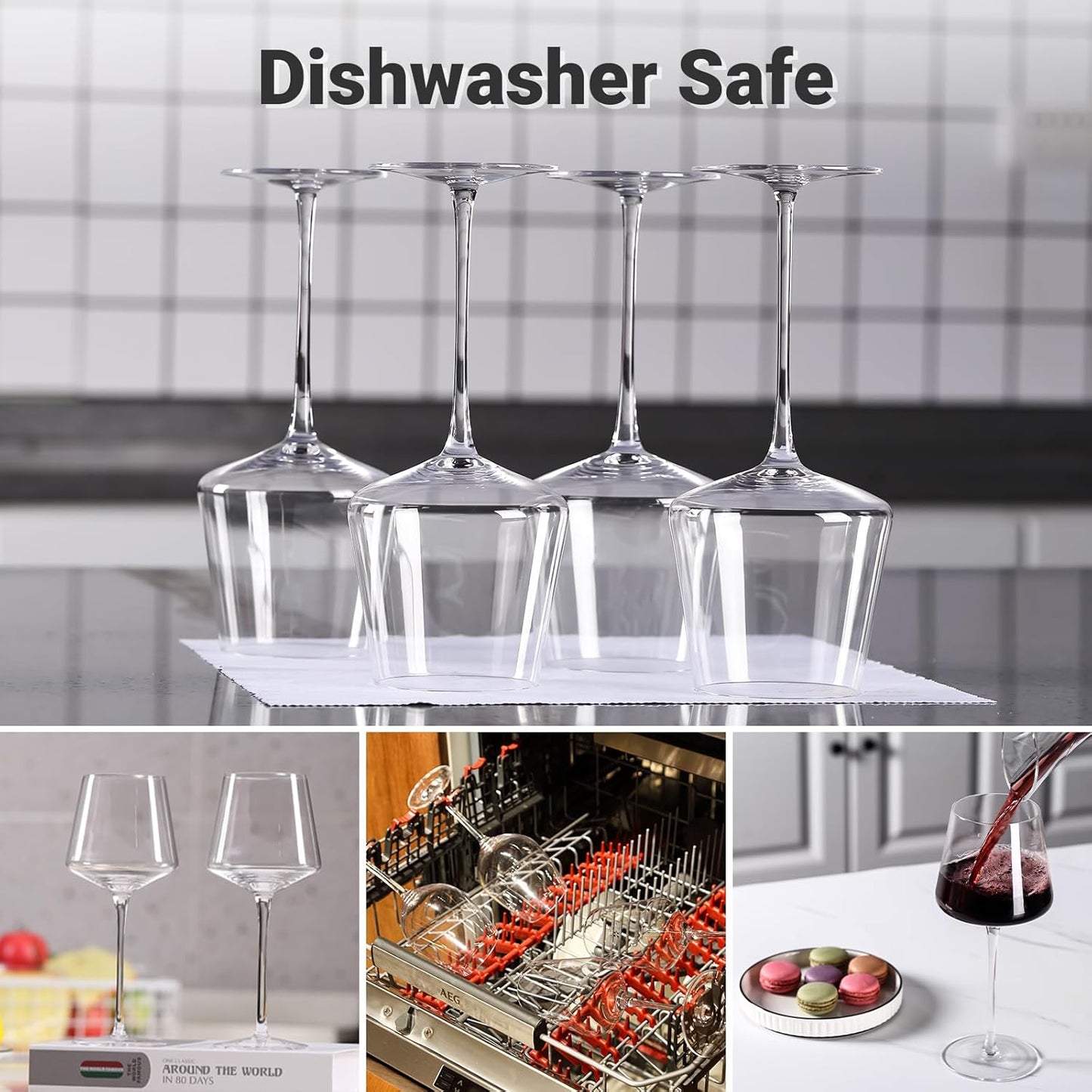 Physkoa Wine Glasses Set 6-18oz-LeadFree Wine Glass with Long Stem,Clear Stemmed Wine Glasses【HandBlown Glassware】 Crystal Wine Gifts for Women Birthday Wedding