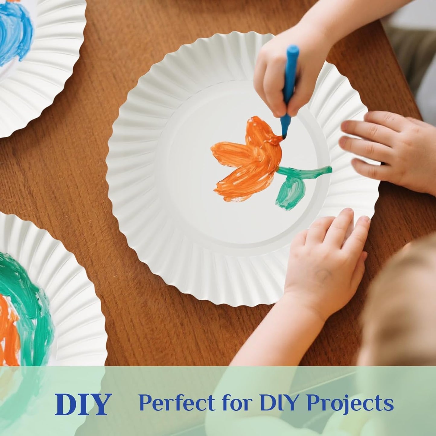 MUCHII 300 Count 9 Inch Paper Plates, Disposable Dinner Plates Bulk, White Plate Uncoated for Parties, Catering, Picnics, and DIY