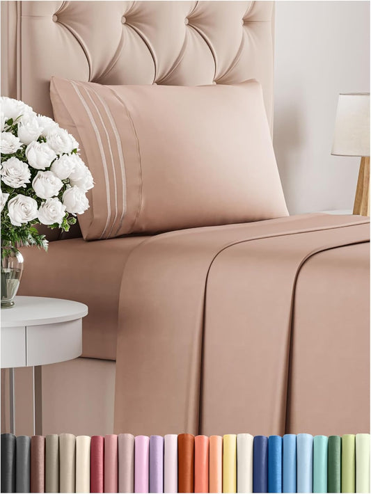 Twin Size 3 Piece Sheet Set - Comfy Breathable & Cooling Bed Sheets Set - Hotel Luxury Bedding for Women, Men, Kids, Teens, Boys & Girls - Deep Pockets, Ultra-Soft and Wrinkle Free - Oeko-Tex - Mauve