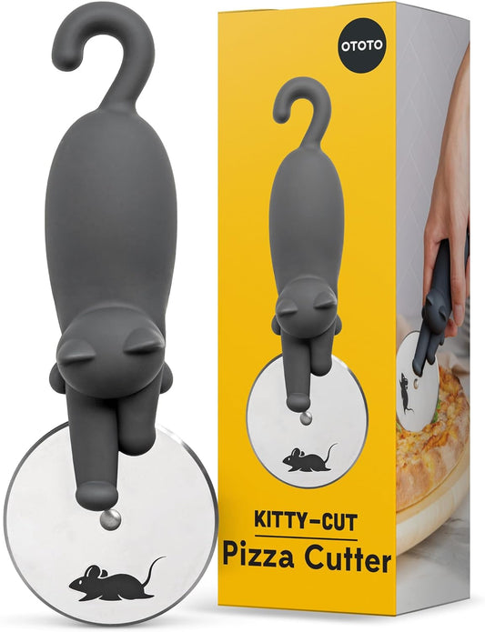 OTOTO Kitty Cut Pizza Cutter Wheel - Pizza Cutters Stainless Steel, Funny Kitchen Gadgets and Kitchen Gifts, Cat Gift for Women Cat Lovers