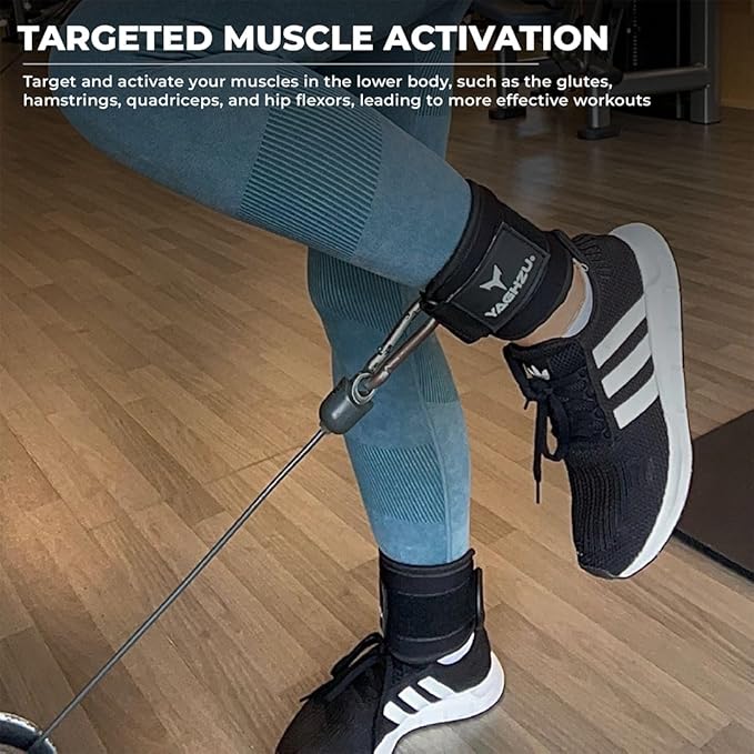 Ankle Straps for Cable Machines Women - Adjustable Gym Ankle Strap for Cable Machine, Neoprene Padded Cable Straps, Durable Leg Strap with Cable Cuff, Glute Kickback Ankle Strap with D Rings