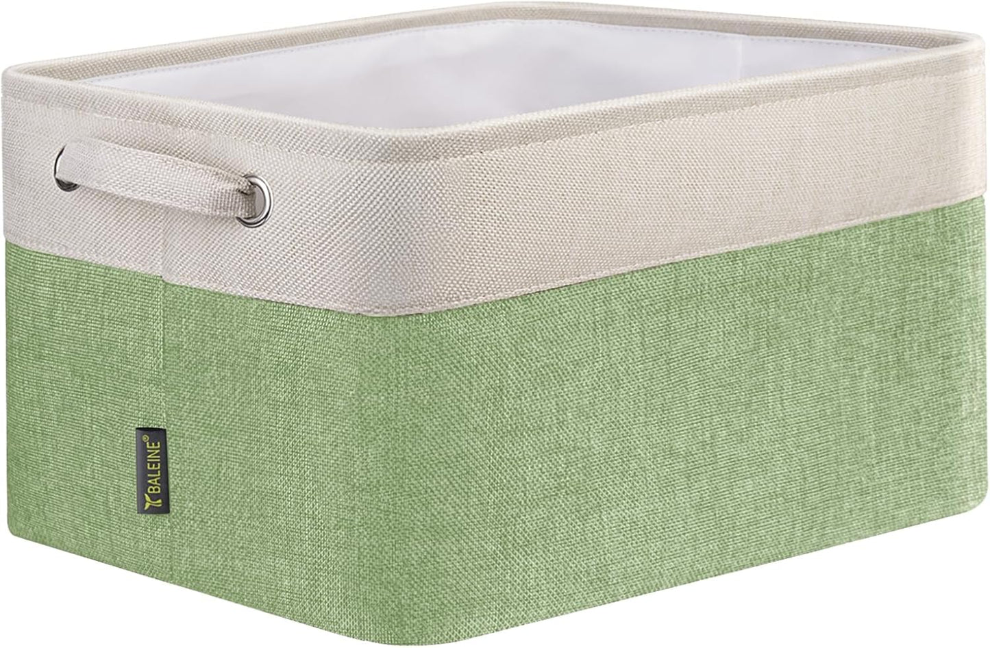 BALEINE 1 Pack Fabric Storage Bins for Shelves, Linen Storage Baskets for Organizing, Decorative Closet Bins for Clothes, Home (Green, 15''x11''x9.5'')