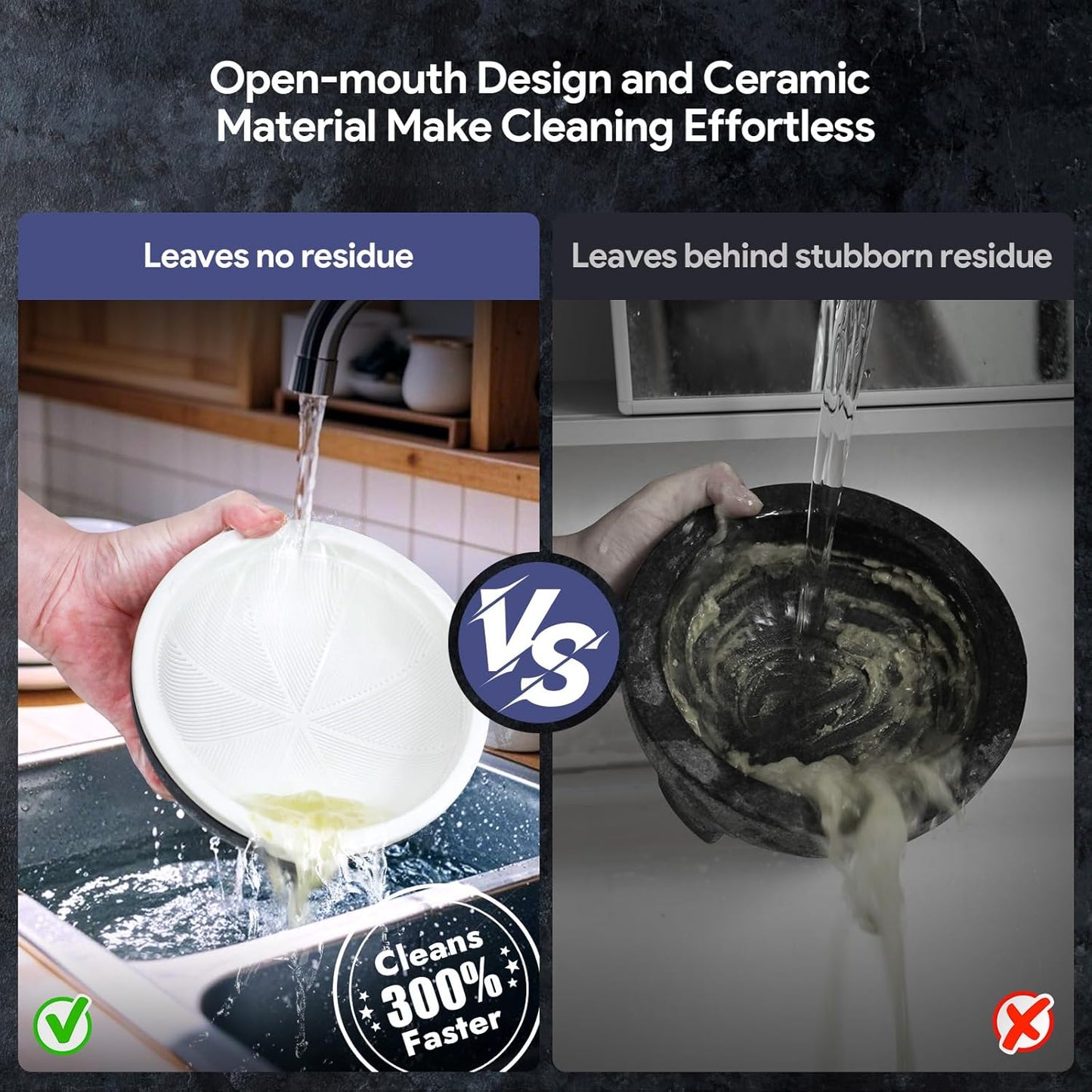 2 Cup Mortar and Pestle Set, World's 1st Lightweight Molcajete Mexicano with Grinding Ridge, High Grinding Efficiency for Guacamole, Spice and Herb, Easy to Clean, Anti-Scratch Protector