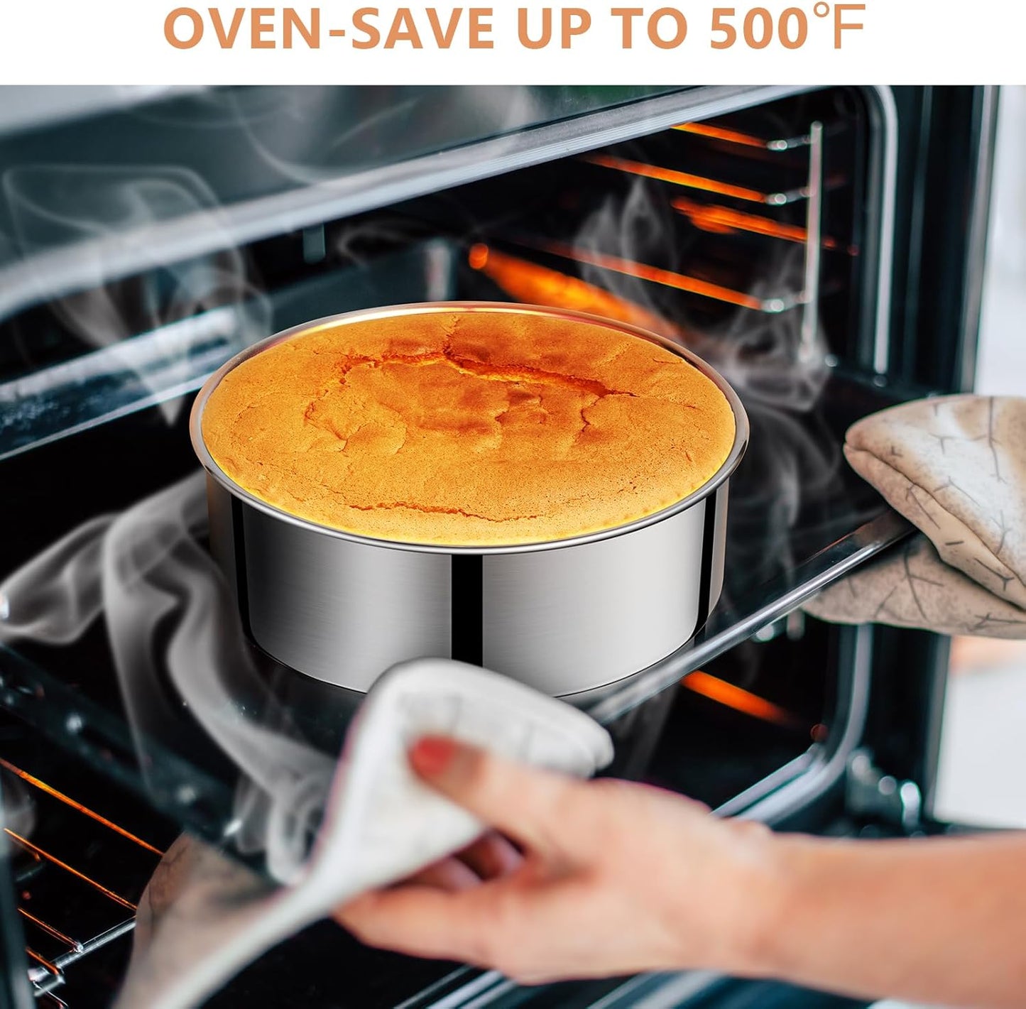 7 Inch Round Cake Pans, Removable Bottom & Easy Releasing, 304 Stainless Steel Cake Pan, Non-Toxic & Healthy Cake Baking Cheesecake Pan, Leakproof & Nonstick