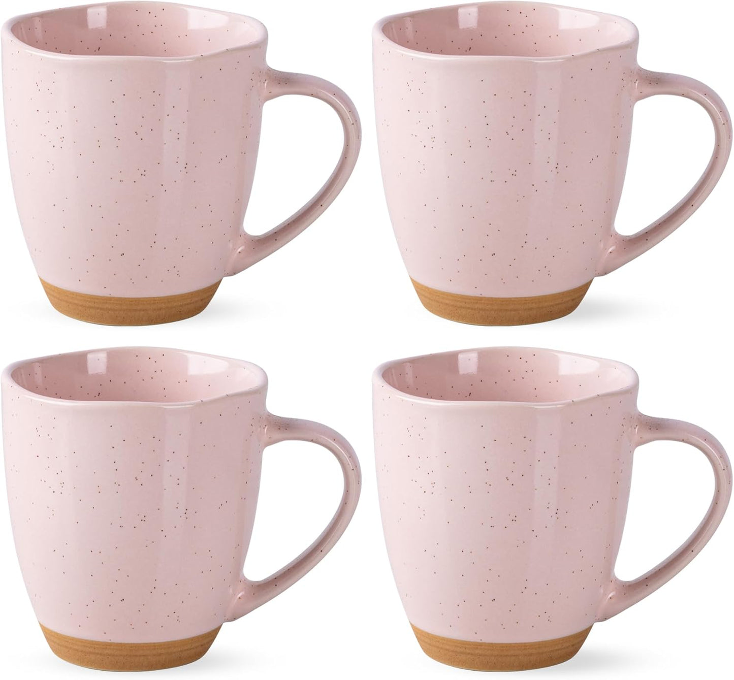 AmorArc 12oz Coffee Mugs, Ceramic Coffee Mugs set of 4 for Man, Woman, Dad, Mom, Modern Coffee Mugs with handle for Latte/Cappuccino/Milk/Cocoa. Dishwasher&Microwave Safe, Cloud Pink
