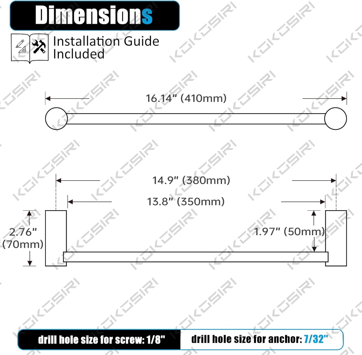 KOKOSIRI Towel Holder for Bathroom Wall 16-Inch Hand Towel Bar Hangers Bathroom Accessory Wall Mounted Oil Rubbed Bronze Stainless Steel, B4007ORB-L16