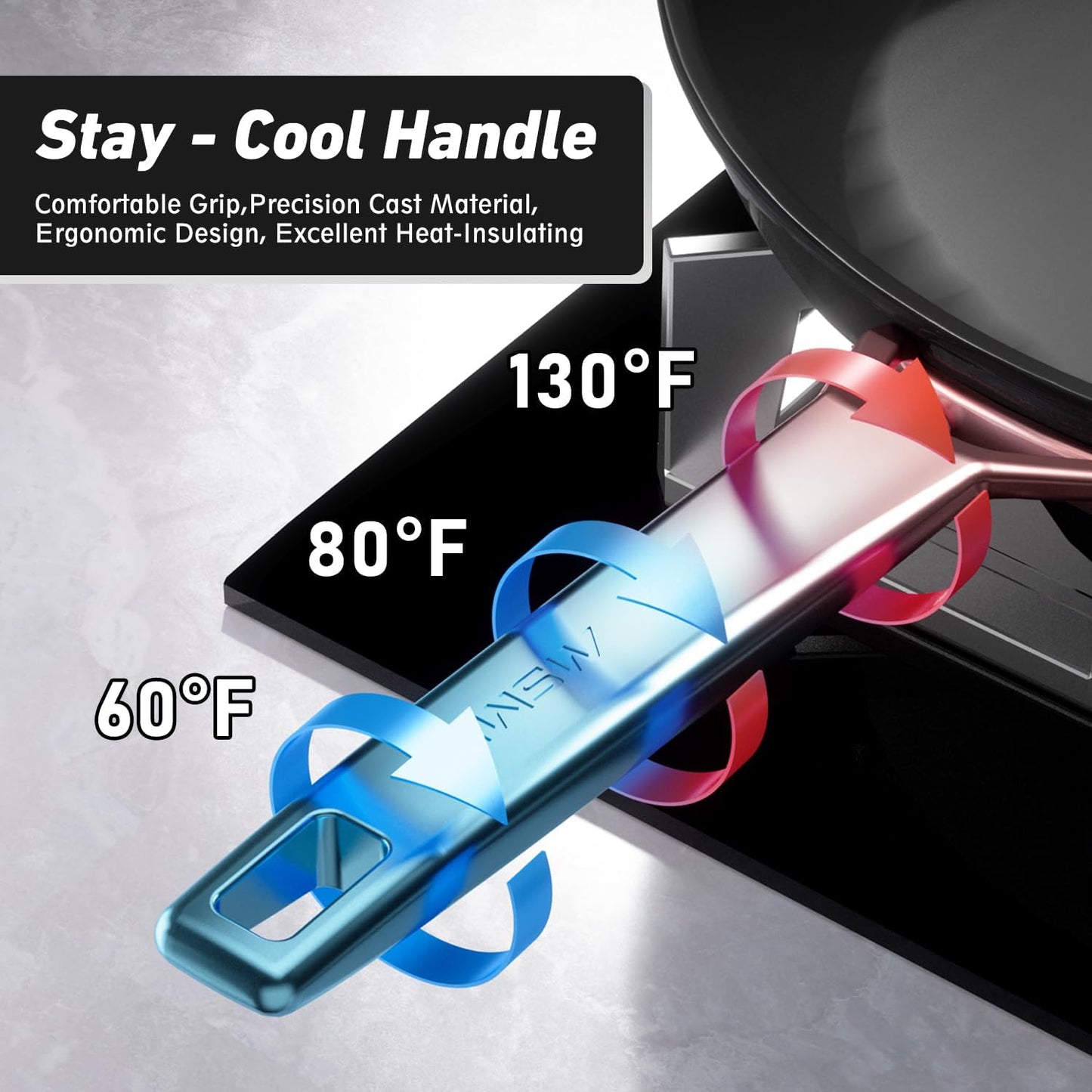 MsMk 10 Inch Frying Pan Nonstick with Lid, Titanium and Diamond Non Stick Coating From USA, PFAS & PFOA Free Non-Toxic, Scratch-resistant, for Induction, Ceramic and Gas Cooktops, Oven Safe