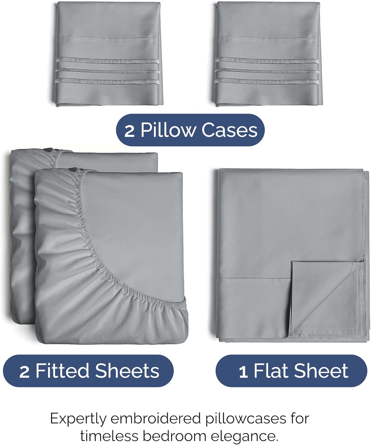 Split King Size 5 Piece Sheet Set - Comfy Breathable & Cooling Bed Sheets Set - Hotel Luxury Bedding for Women, Men, Kids, Teens, Boys & Girls - Deep Pockets and Wrinkle Free - Oeko-Tex - Steel Blue