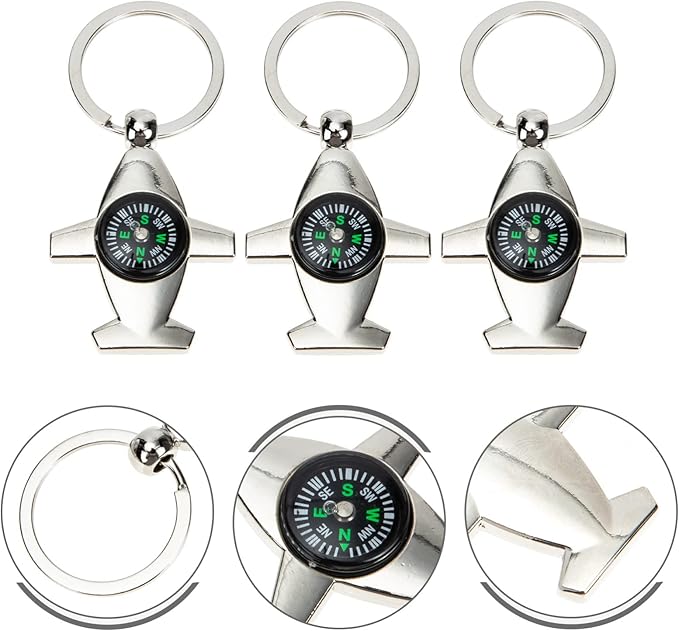 Kisangel 3pcs Compass Keychain Compass Keyring Pocket Compass