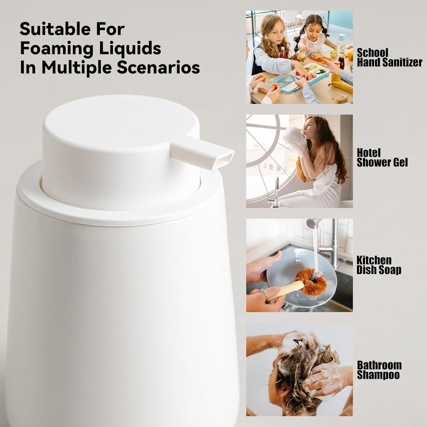 Foaming Soap Dispenser Set - 2 Pack White Ceramic Foam Hand Soap Dispenser for Bathroom, Hand Wash Dispenser Bottle with Foam Pump for Kitchen, 12 Oz Refillable Dish Soap Foam Dispenser 2 Pcs