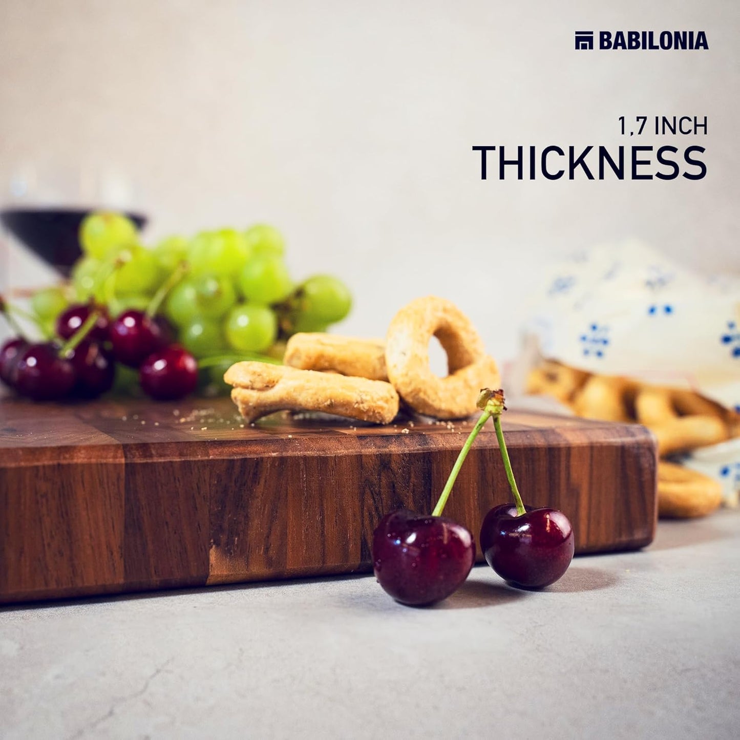 XXL American Black Walnut Cutting Board (ExtraThick 1.7"), Premium Quality & Professional Butcher Block. Heavy Duty End Grain Wood Chopping Board 24"L x 15"W (Oil bottle & Plate included)