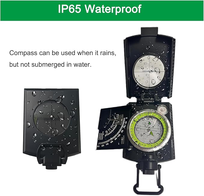 Lensatic Compass Military Grade IP65 Waterproof