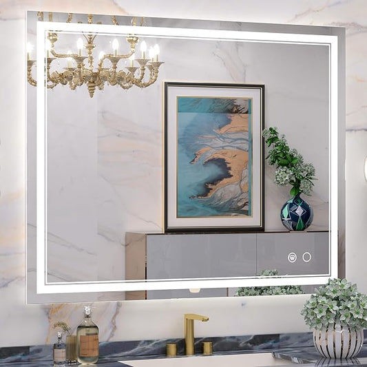 Keonjinn LED Bathroom Mirror with Lights 42 x 36 Inch, 90+ IP54(Horizontal/Vertical) IP54(Horizontal/Vertical)