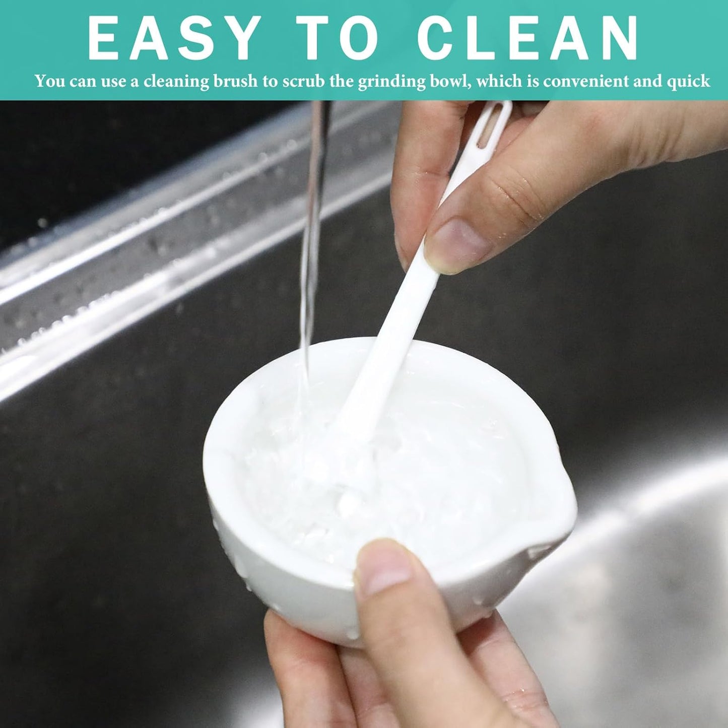 2 Sets Mini Porcelain Mortar and Pestle Set Porcelain Herb Grinder Crusher Grinding Bowl Kitchen Mixing Grinding Bowl with 2 Pieces Brushes for Seasonings, Sesame, Herbs, Medicine (80 mm)