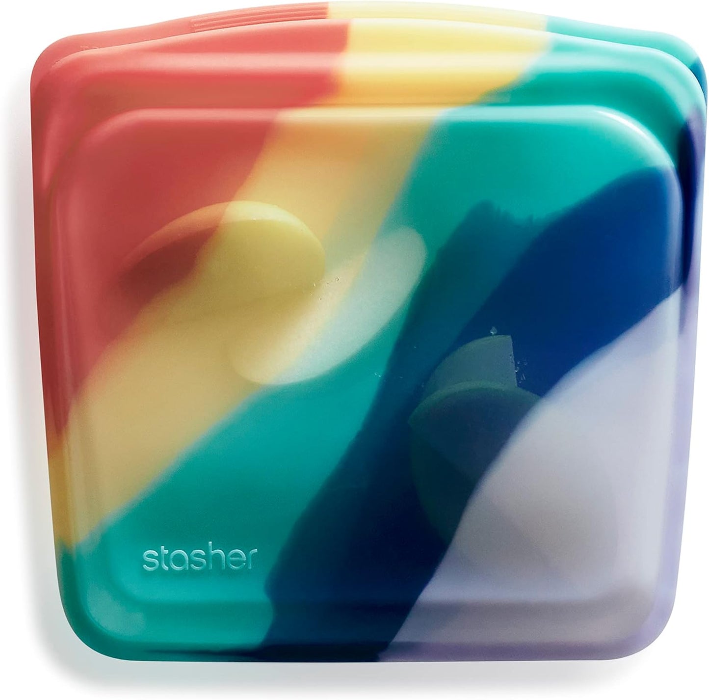 Stasher Premium Silicone Reusable Food Storage Sandwich Bag, Rainbow Splash, Microwave, Sous Vide, Dishwasher, Oven and Freezer Safe, BPA Free, Leak-free, Eco-friendly, 28 Oz