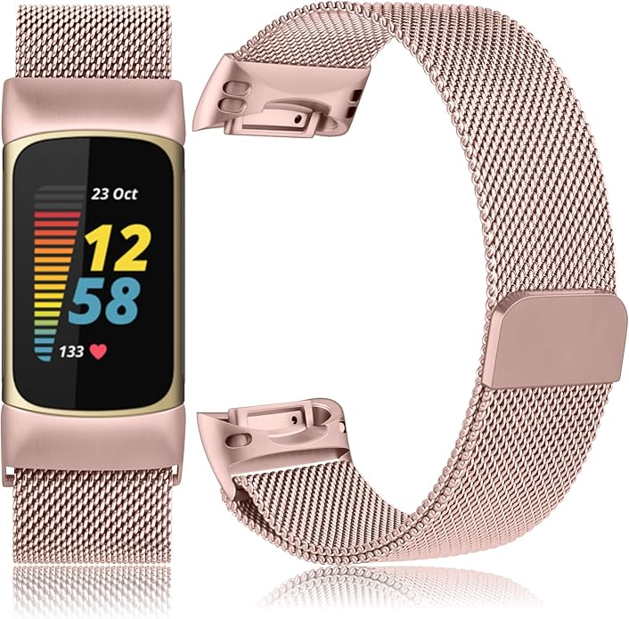 Meliya for Fitbit Charge 6 Bands Women Men, Stainless Steel Metal Mesh Loop Adjustable Magnetic Wristband Replacement Straps Compatible with Fitbit Charge 6 Fitness Tracker