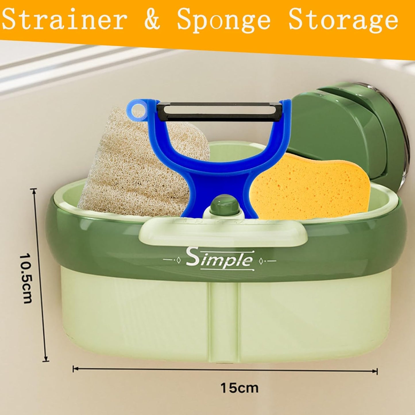 Suction Cup Sink Strainer Corner Rack, Automatic Dumping Triangular Sink Storage Rack Holder, 2025 New Plastic Sink Basket Shelf with Drain Hole & Sucker, Corner Hanging for Kitchen Bathroom