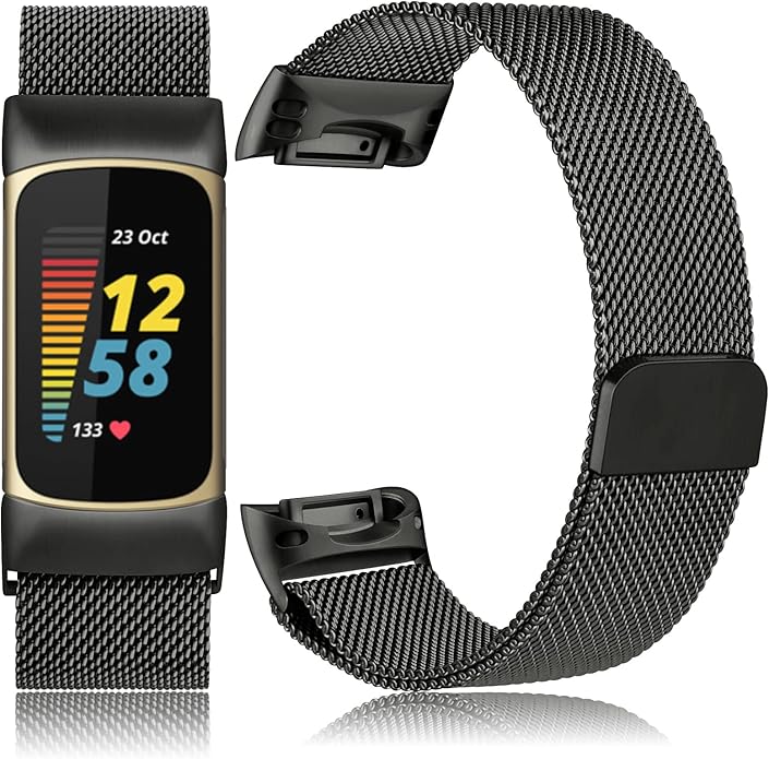 Meliya for Fitbit Charge 6 Bands Women Men, Stainless Steel Metal Mesh Loop Adjustable Magnetic Wristband Replacement Straps Compatible with Fitbit Charge 6 Fitness Tracker