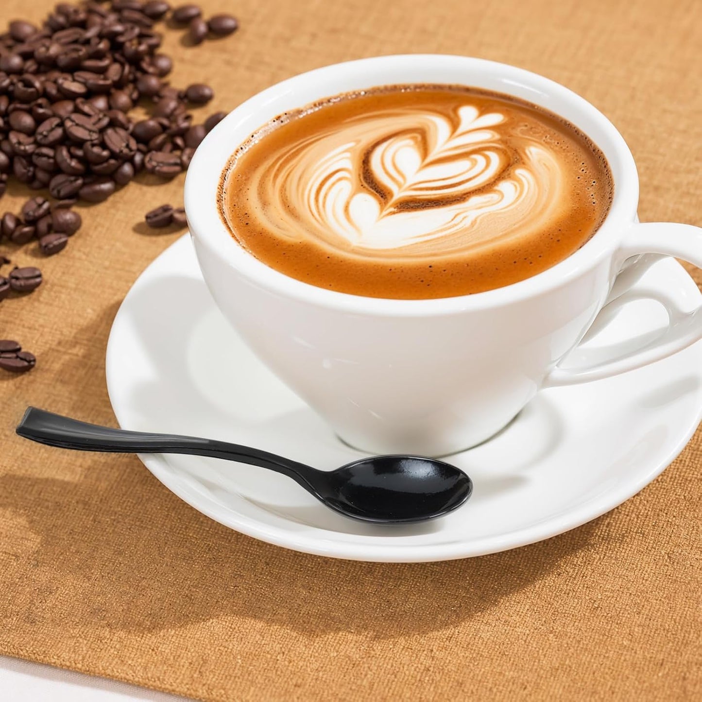 WDF 300 Pieces Black Plastic Mini Spoons-4 Inches Black Plastic Tasting Spoons for Desserts-Heavy Duty Plastic Spoons Perfect for Coffee/Cake/Desserts/Appetizers for New Year/Graduation