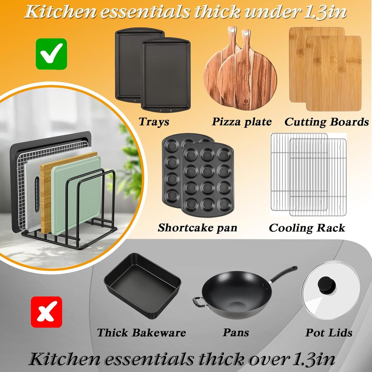 5-Tier Dish Rack & Cutting Board Organizer – 5-Tier Metal Rack for Cutting Boards, Bakeware, Trays – Space-Saving Kitchen Storage, Rust-Resistant Dish Organizer for Cabinets, Countertops & Pantry