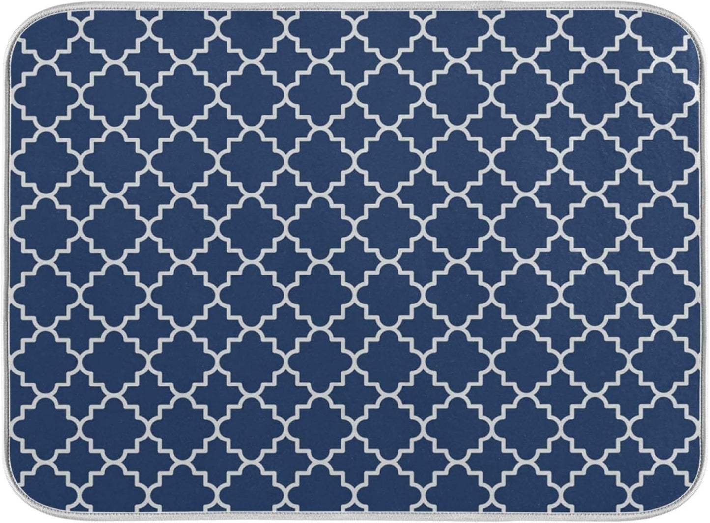 Super Absorbent Dish Drying Mat Microfiber Fast-Drying Dish Mat 16" x 18" Kitchen Dish Drying Pad Watercolor Cute Navy Blue Moroccan
