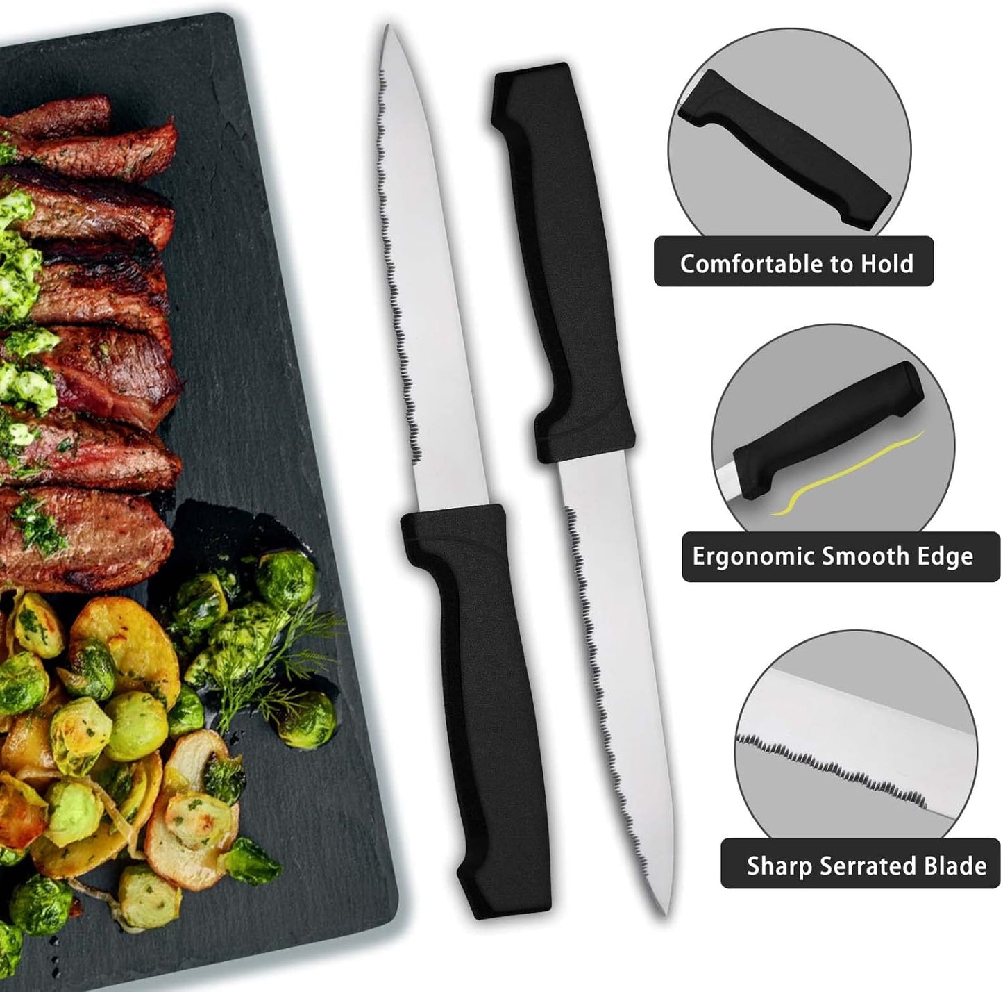 Pleafind 48-Pieces Silverware Set for 8, Flatware Set with Steak Knives, Stainless Steel Cutlery Set, Include Forks Spoons and Knives Set, Dishwasher Safe Utensil Sets for Home Restaurant