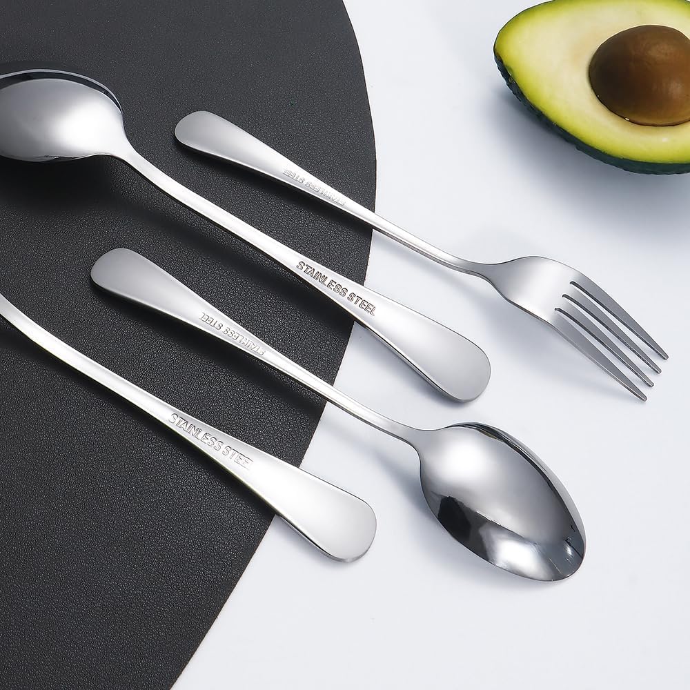 Silverware Set 60 Piece Stainless Steel Flatware Set Silverware Utensils for 12 People Includes Forks Knives Spoons & Salad Forks Dishwasher Safe Durable Tableware for Home Restaurant or Outdoor Use