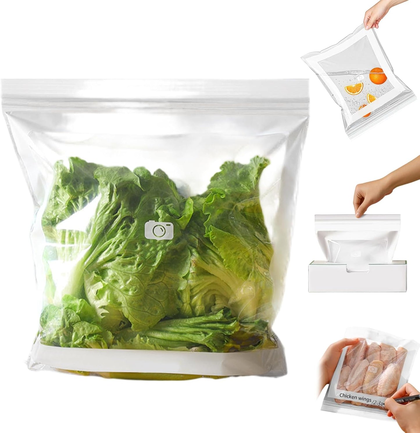 Reusable Freezer Bags 30PCS, Gallon Food Storage Bags with Stand & Label Leakproof Reusable Sandwich Bag for Kitchen, Vegetables, Snacks