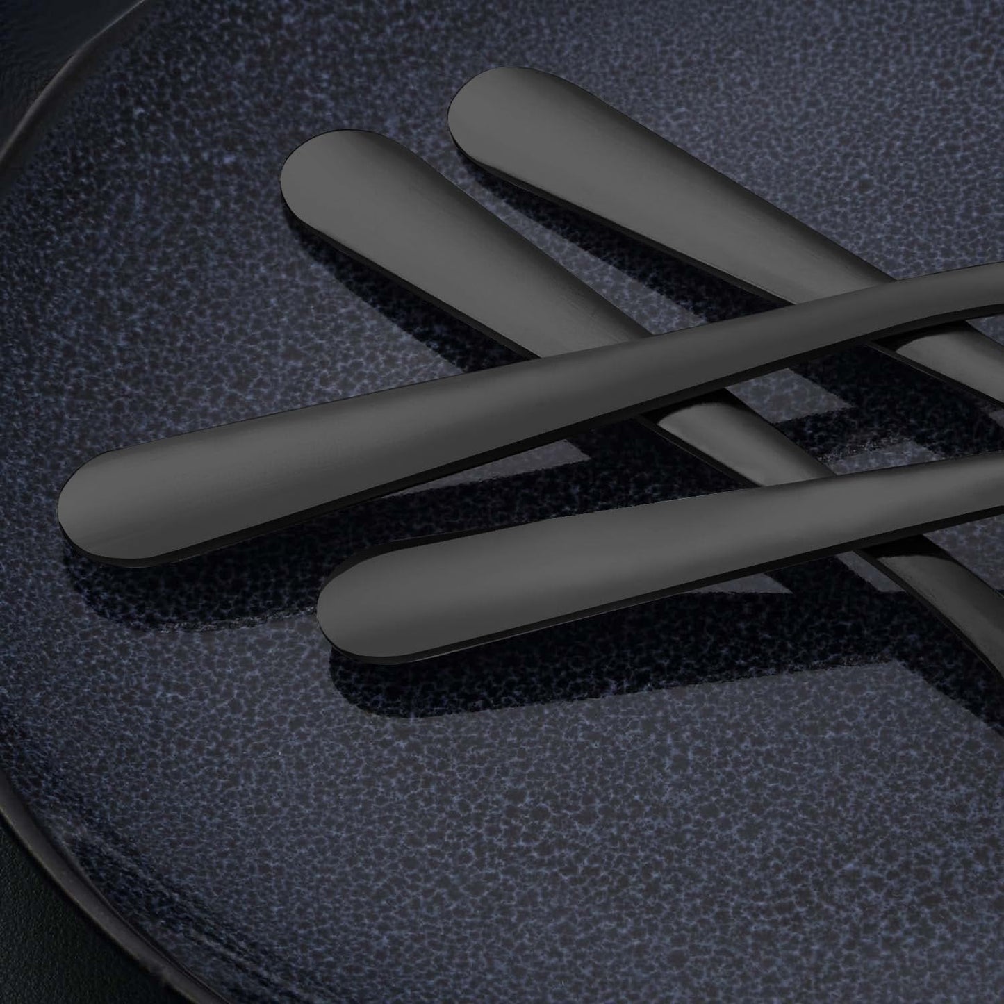 24-Piece Dinner Spoons Set (7.4 inch), Unokit Stainless Steel silverware, Tablespoon, Silverware Spoons Only for Home, Kitchen or Restaurant - Mirror Polished, Dishwasher Safe - Black