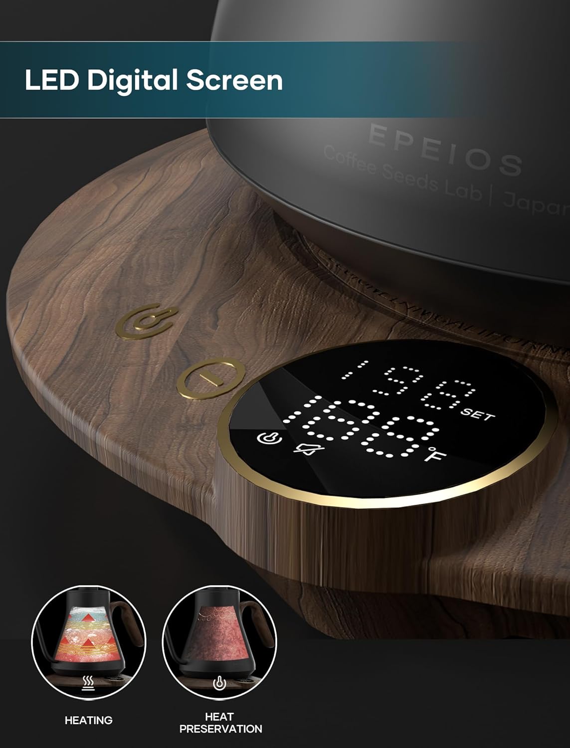 Electric Kettles, INTASTING Gooseneck Electric Kettle, ±1℉ Temperature Control, Stainless Steel Inner, Quick Heating, for Pour Over Coffee, Brew Tea, Boil Hot Water, 1500W/0.9L (Glossy Black)