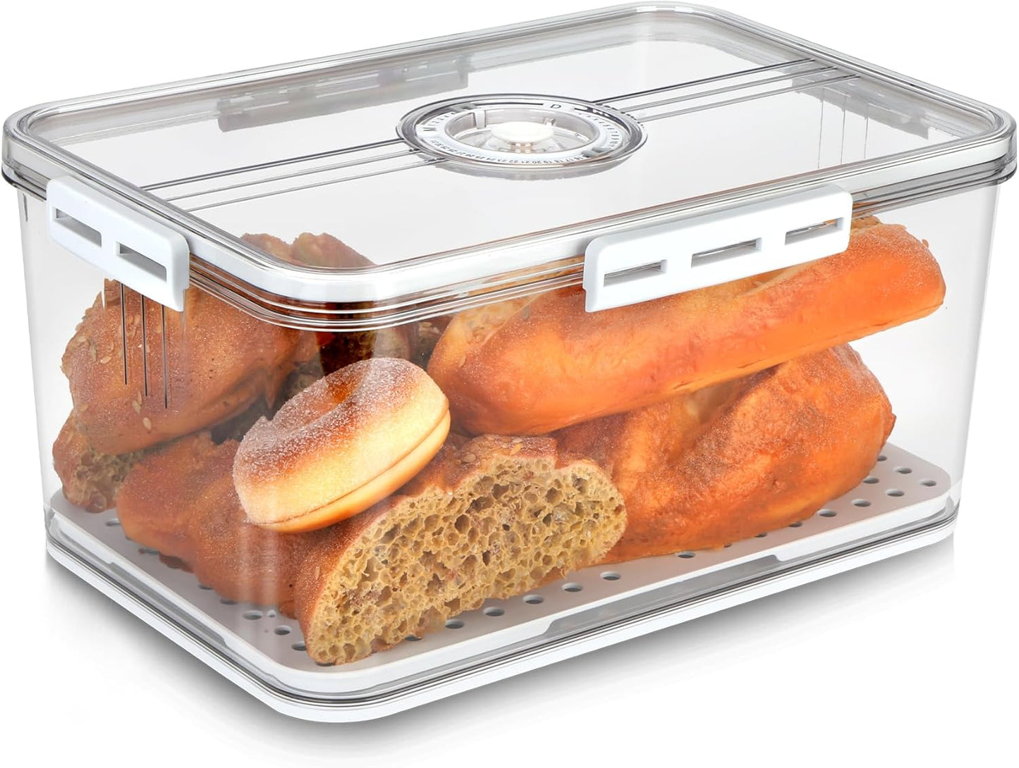 DuraBox Bread Keeper - Large Airtight Container for Homemade Bread - White Plastic Box