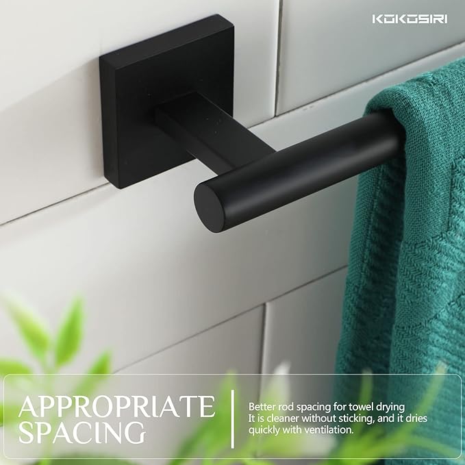 KOKOSIRI Towel Rails Bathroom Towel Bars Matte Black 24 Inch 2 Pack B4005BK-L24-P2