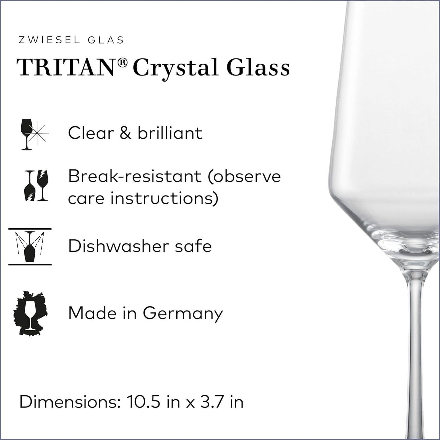 ZWIESEL GLAS Pure Bordeaux Red Wine Glass (Set of 6), Bordeaux Glasses for Red Wine, Dishwasher-Safe Tritan Crystal Glasses, Made in Germany (23 Ounce)