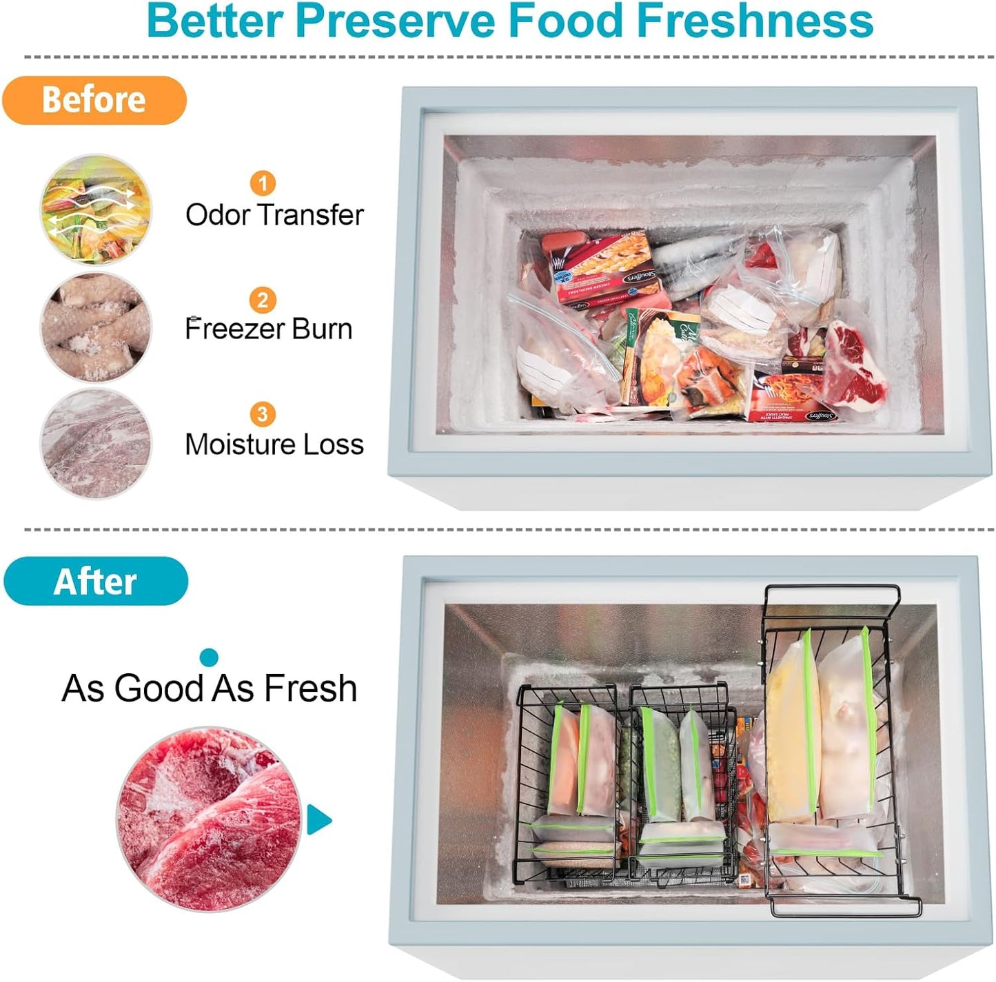 iSPECLE Reusable Sandwich Bags - 10 Pack Food Storage Bags BPA-Free with Stand-Up Bottom and Label, Easy to Get Frozen Meat, Vegetables, Fruit, Leakproof Freezer Bags Keep Food Fresh, Green