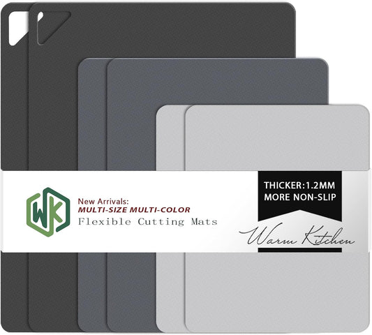WK Flexible Plastic Cutting Boards for Kitchen, 6 Pieces Cutting Board Mats, Thin Cutting Board Sheets, Dishwasher Safe, BPA Free, Multi Sizes Set of 6