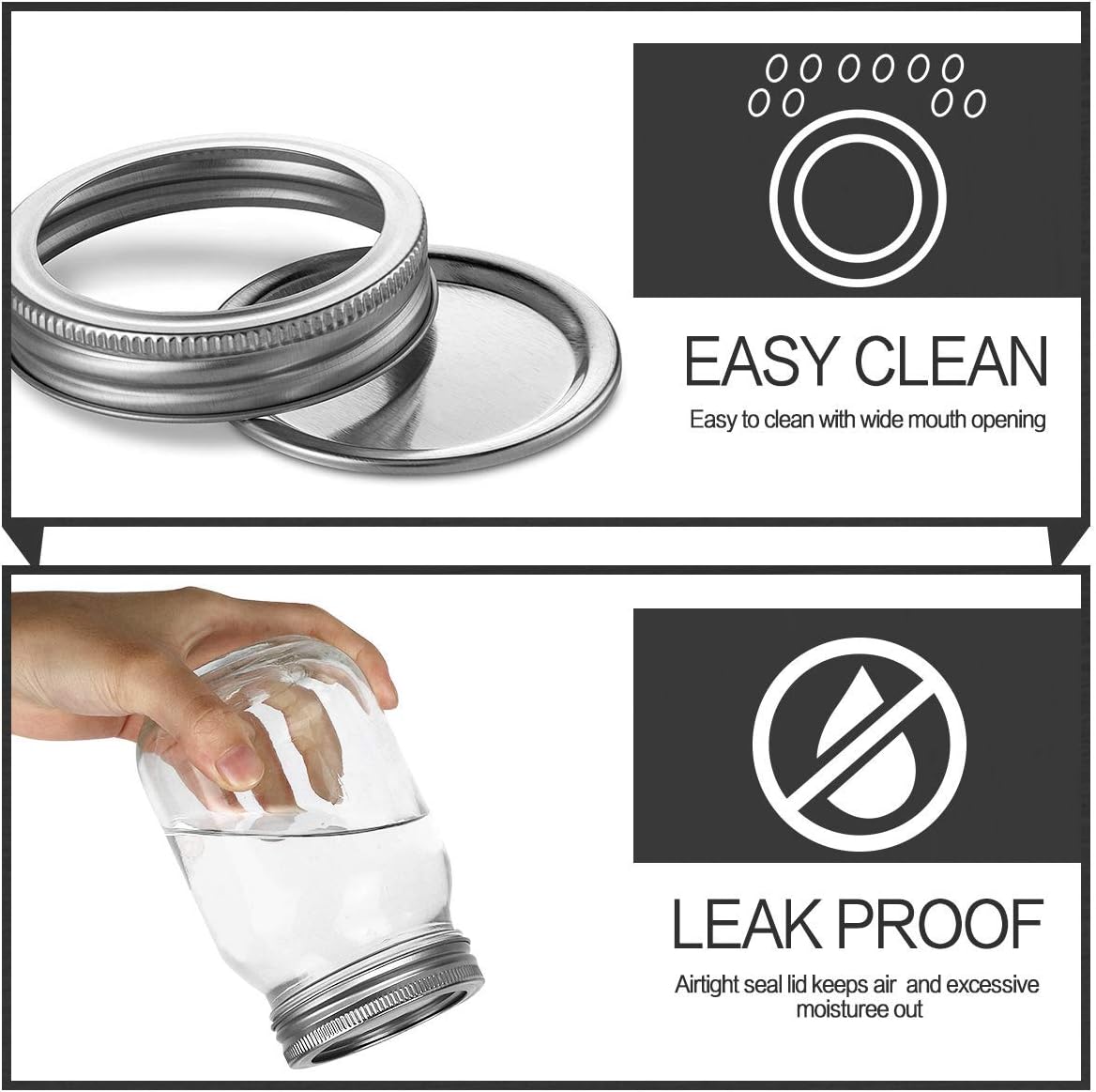 KAMOTA Mason Jars 16 OZ With Regular Lids and Bands, Ideal for Meal Prep, Jam, Honey, Wedding Favors, Shower Favors, Baby Foods, DIY Spice Jars, 12 PACK, 20 Whiteboard Labels Included